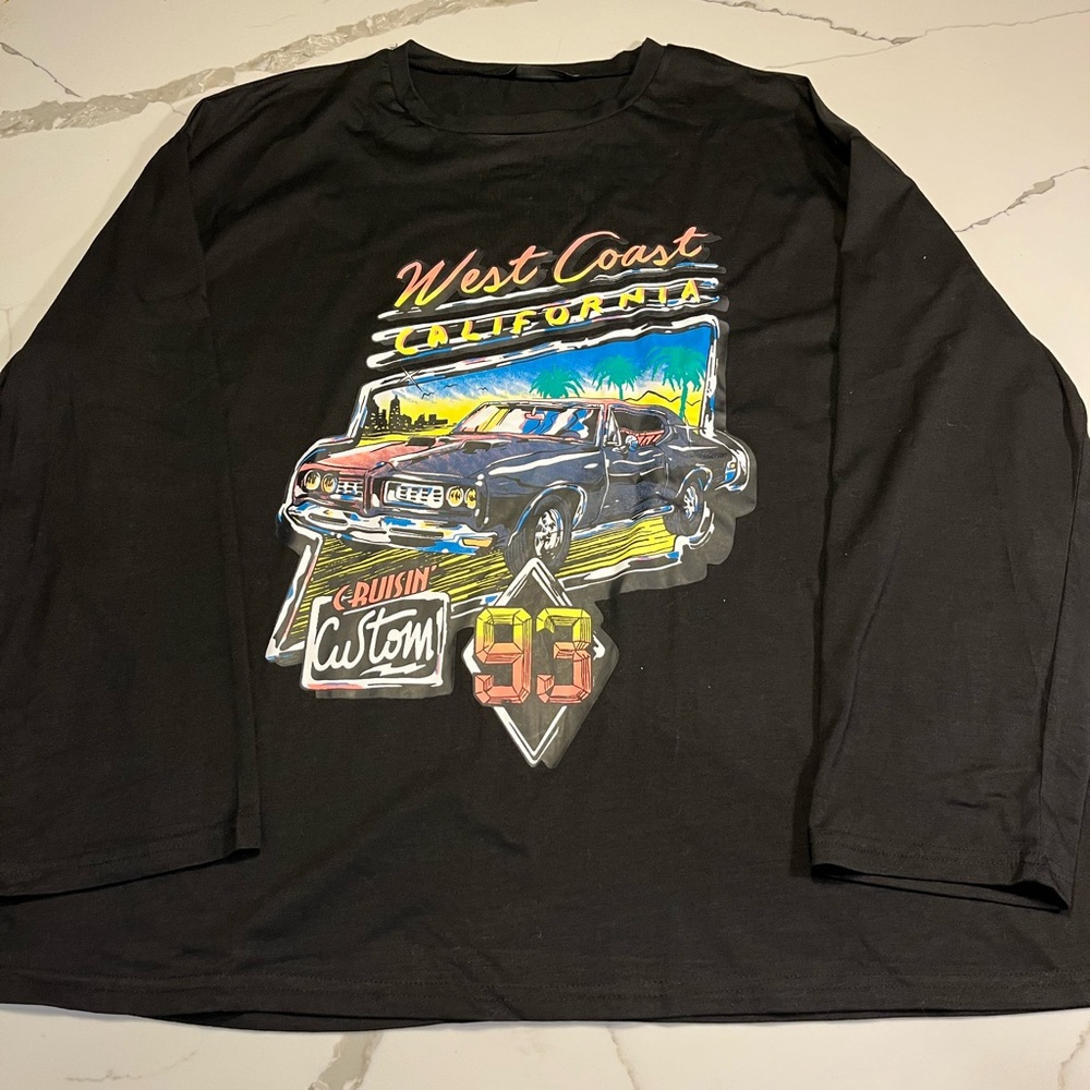 Long sleeve black graphic T-shirt